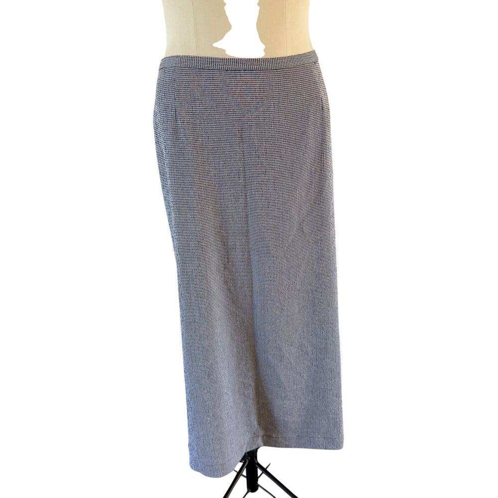 Vtg Y2K 2000s Black Gingham Maxi Skirt Plus Sz 2X Cottagecore Grunge Stretch
